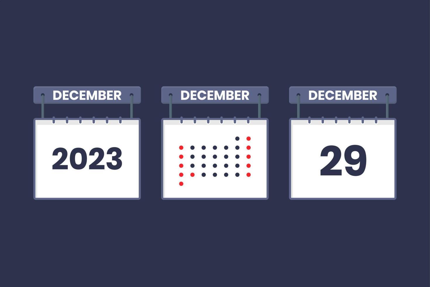 2023 kalender design december 29 ikon. 29: e december kalender schema, utnämning, Viktig datum begrepp. vektor