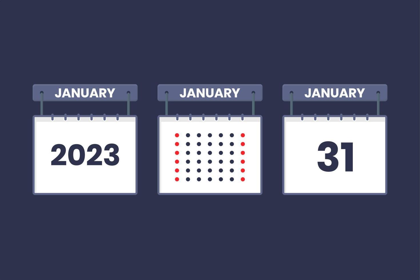 2023 Kalenderdesign 31. Januar Symbol. 31. januar kalenderplan, termin, wichtiges datumskonzept. vektor