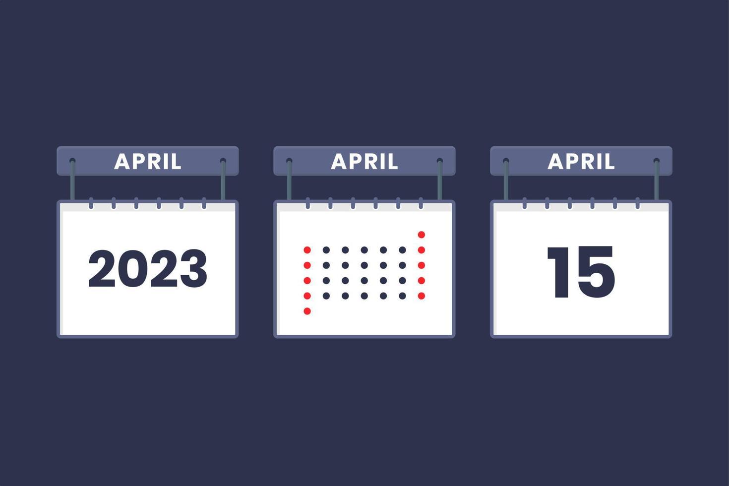 2023 kalender design april 15 ikon. 15:e april kalender schema, utnämning, Viktig datum begrepp. vektor