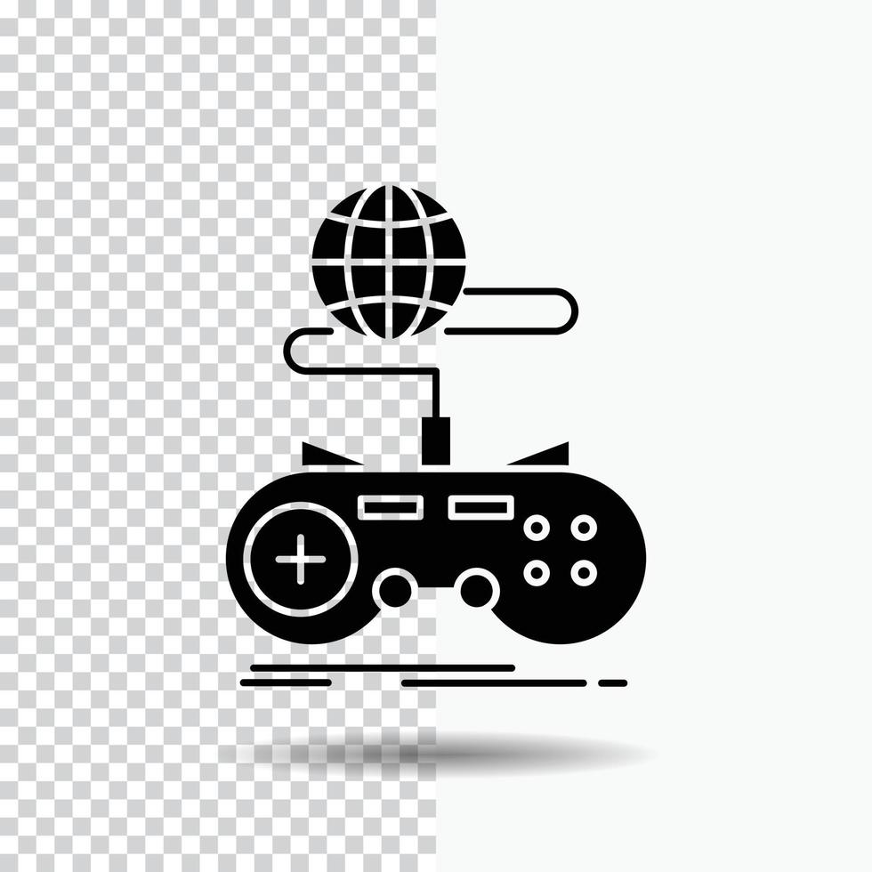 Spiel. Spielen. Internet. Mehrspieler. Online-Glyphen-Symbol auf transparentem Hintergrund. schwarzes Symbol vektor