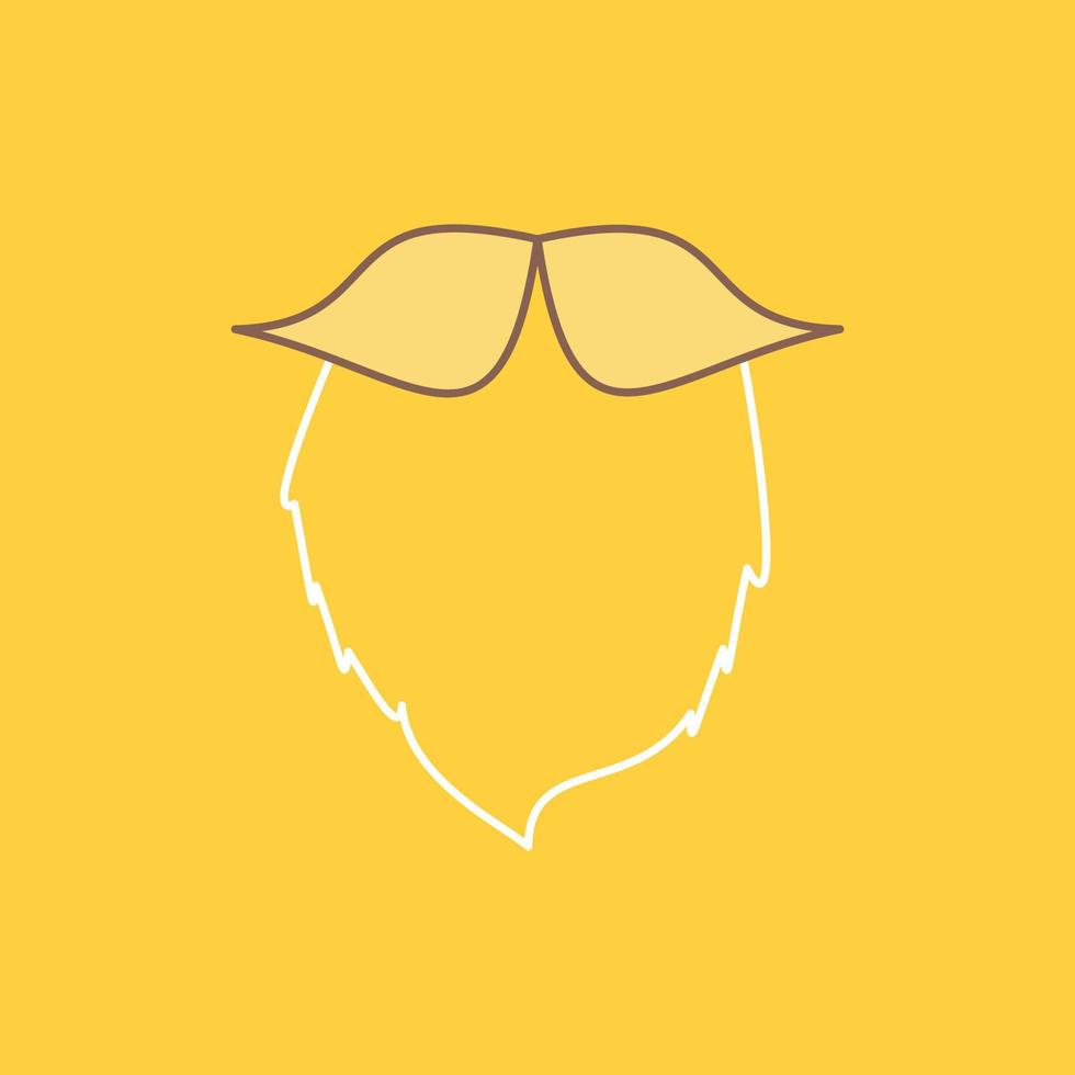 mustasch. hipster. flyttar. uthärdade. män platt linje fylld ikon. skön logotyp knapp över gul bakgrund för ui och ux. hemsida eller mobil Ansökan vektor