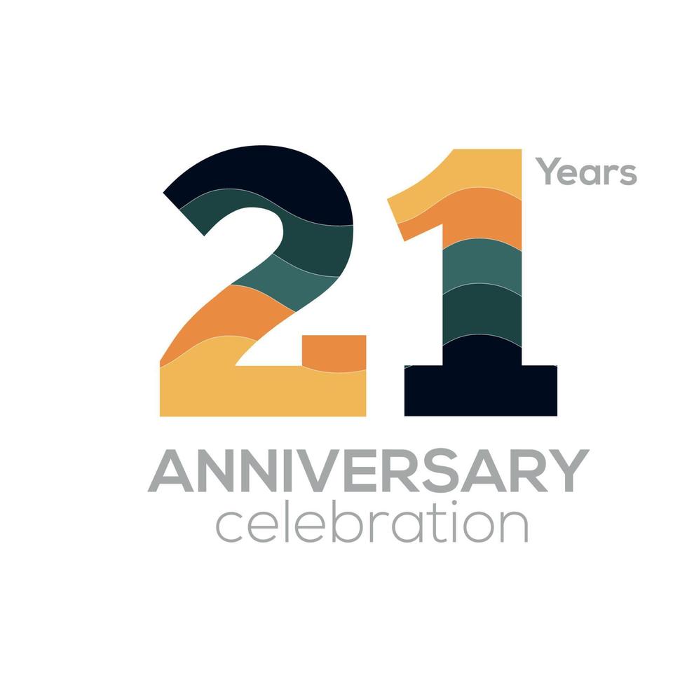 Logodesign zum 21. Jahrestag, Symbolvektorvorlage Nummer 21. minimalistische Farbpaletten vektor
