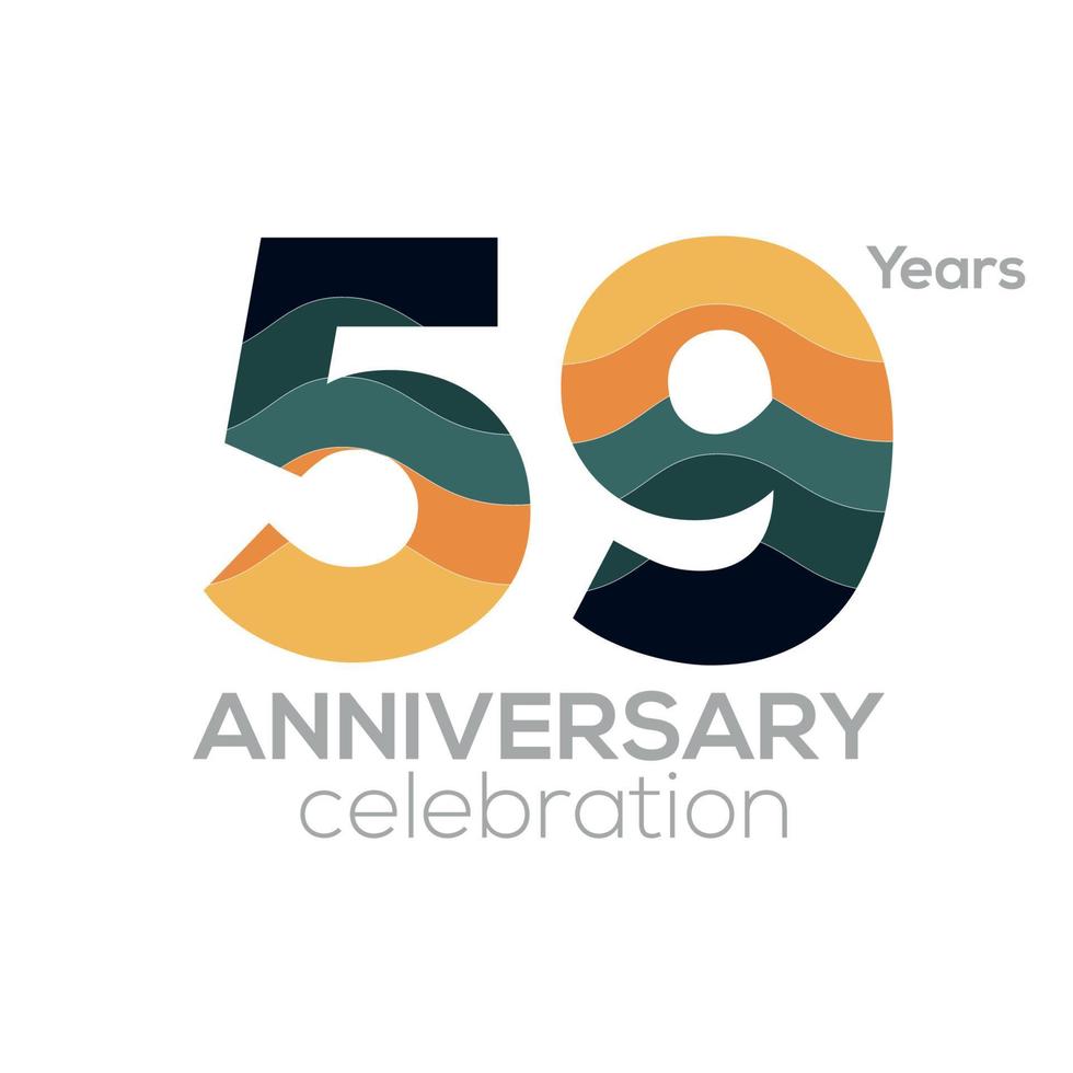 Logodesign zum 59-jährigen Jubiläum, Symbolvektorvorlage Nummer 59. minimalistische Farbpaletten vektor