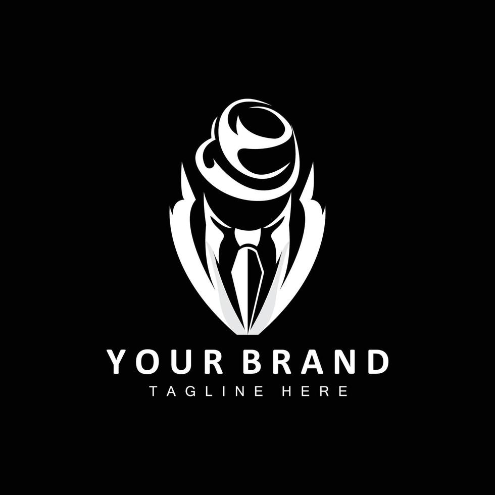 Mafia-Logo-Design, Smoking-Anzug-Symbol, Vektor-Geschäftsmann, Logo-Detektiv, Markenlabel vektor