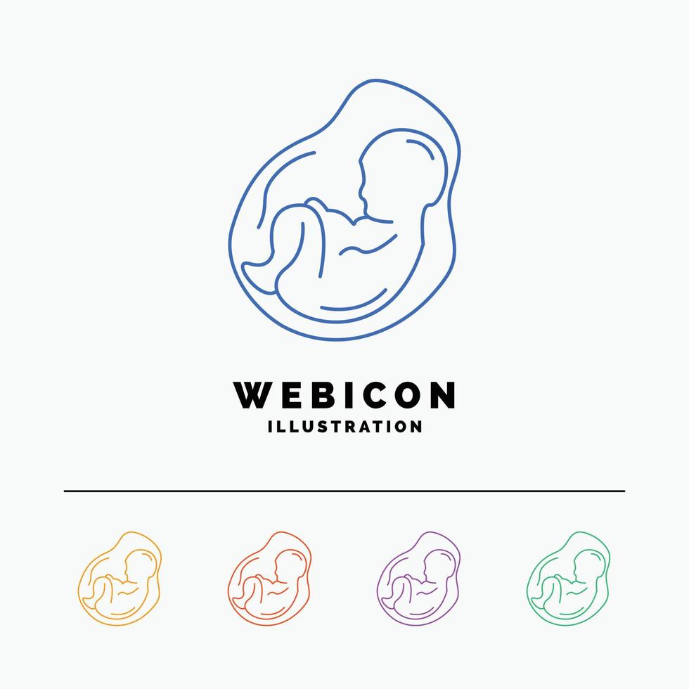 bebis. graviditet. gravid. obstetrik. foster 5 Färg linje webb ikon mall isolerat på vit. vektor illustration