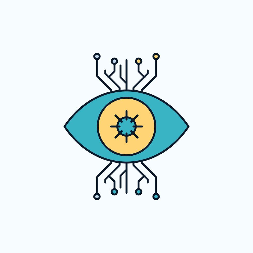 Infrastruktur. Überwachung. Überwachung. Vision. Auge flaches Symbol. grünes und gelbes zeichen und symbole für website und mobile anwendung. Vektor-Illustration vektor