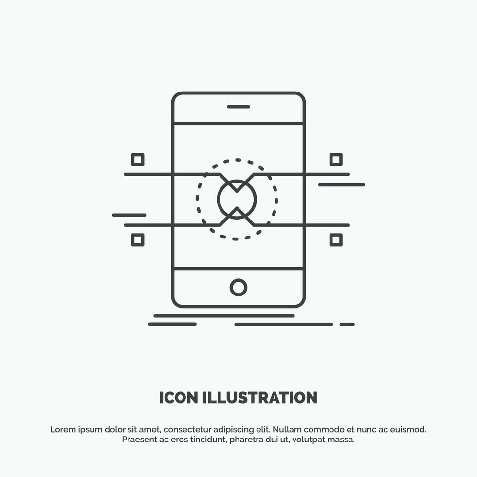 api. gränssnitt. mobil. telefon. smartphone ikon. linje vektor grå symbol för ui och ux. hemsida eller mobil Ansökan