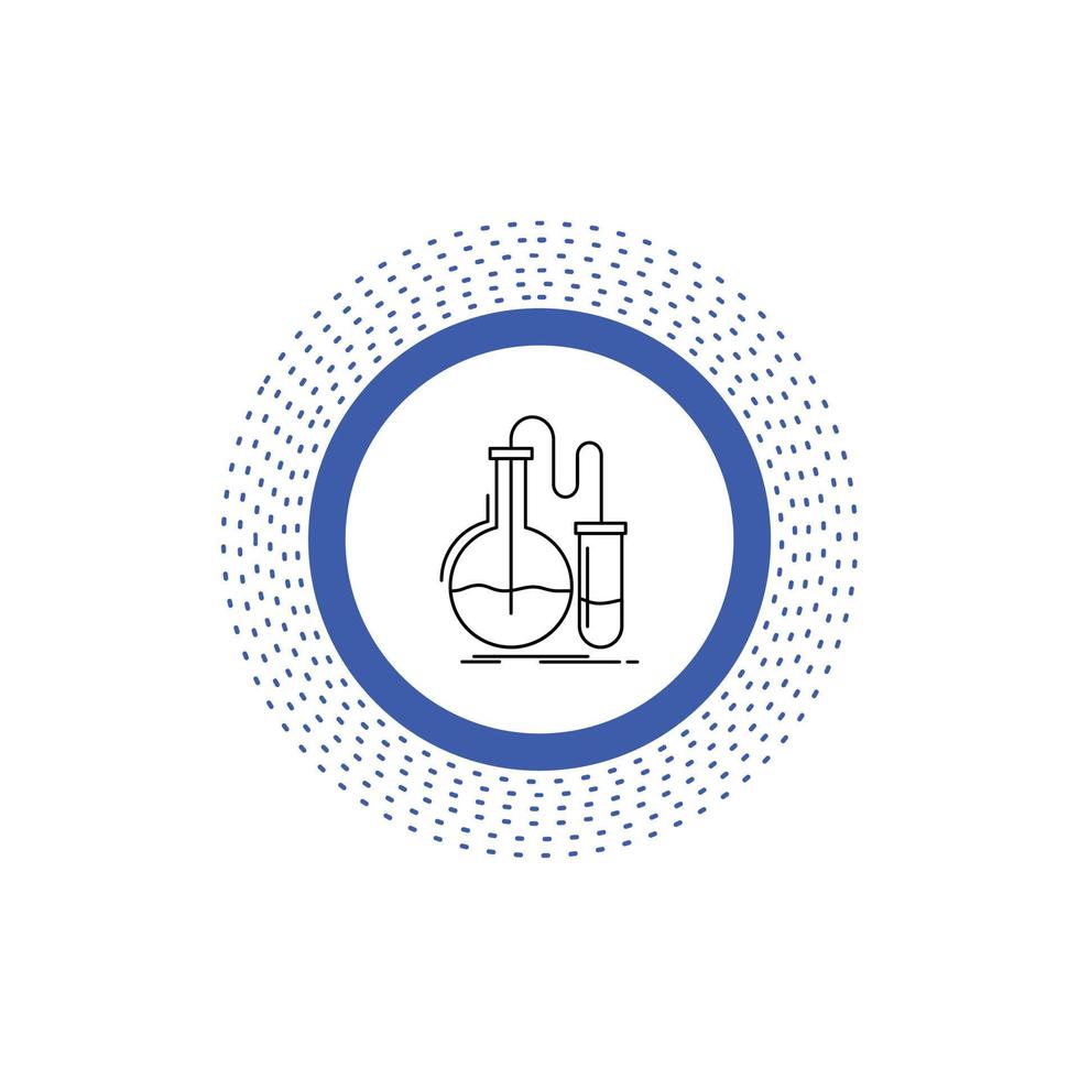 Analyse. Chemie. Flasche. Forschung. Testzeilensymbol. vektor isolierte illustration