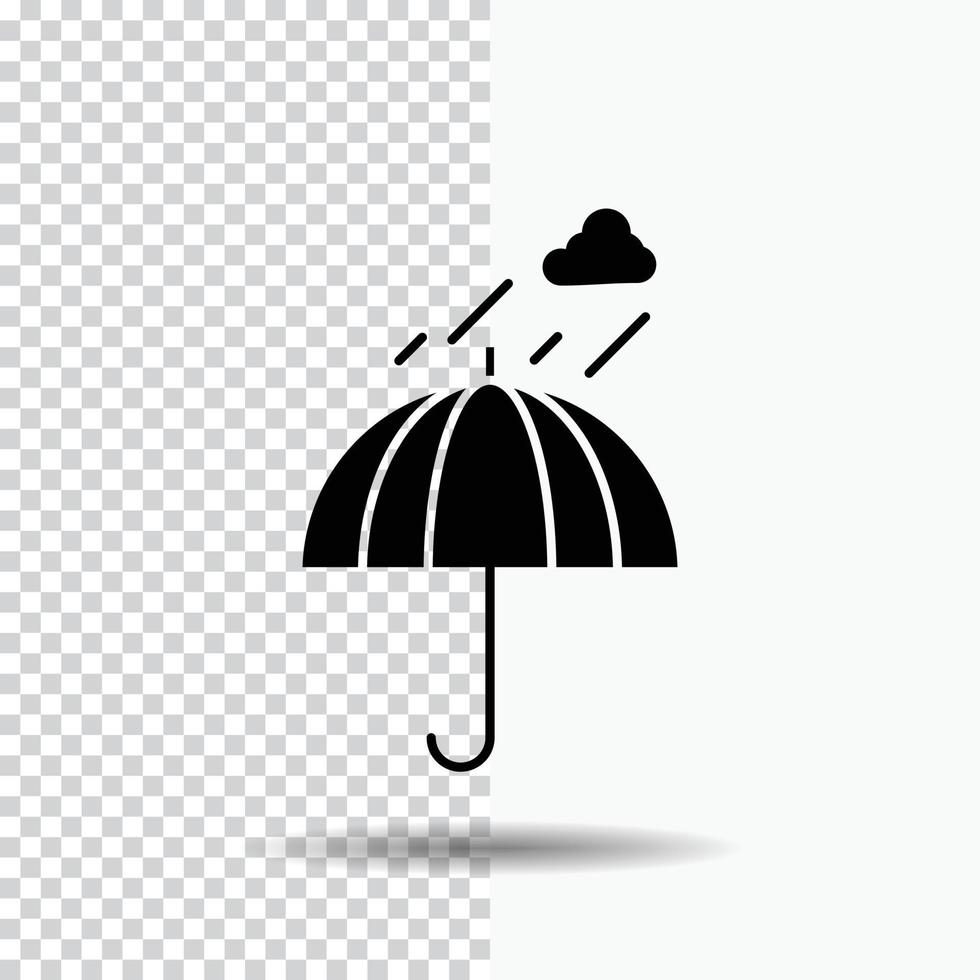 Regenschirm. Camping. Regen. Sicherheit. Wetterglyphensymbol auf transparentem Hintergrund. schwarzes Symbol vektor