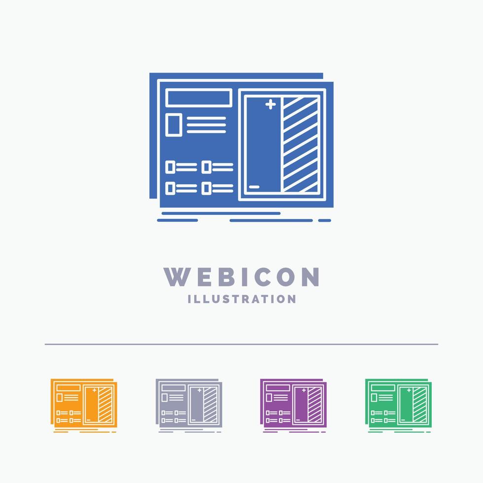 Entwurf. Entwurf. Zeichnung. planen. Prototyp 5-Farb-Glyphen-Web-Icon-Vorlage isoliert auf Weiß. Vektor-Illustration vektor