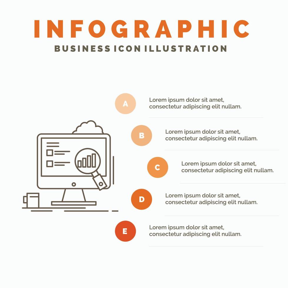 Analytik. Tafel. Präsentation. Laptop. Statistik-Infografik-Vorlage für Website und Präsentation. Linie graues Symbol mit orangefarbener Infografik-Stil-Vektorillustration vektor