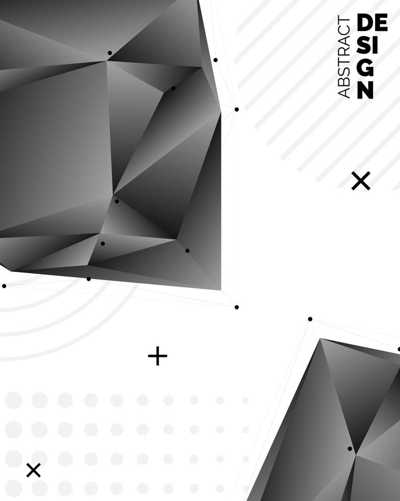 abstrakt 3d kaotisk låg poly former. flygande polygonal pyramider i tömma Plats. trogen bakgrund med bokeh effekt. affisch design vektor