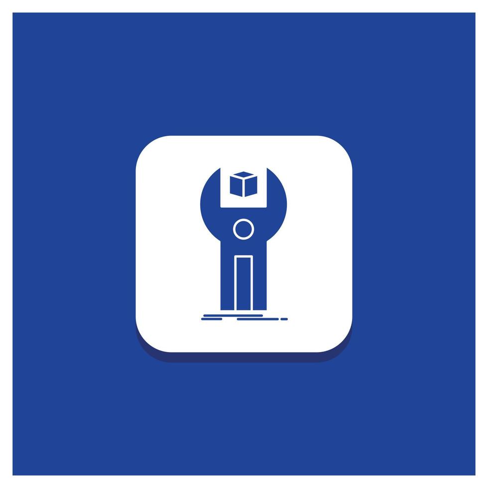 blauer runder Knopf für SDK. App. Entwicklung. Bausatz. Programmier-Glyphen-Symbol vektor