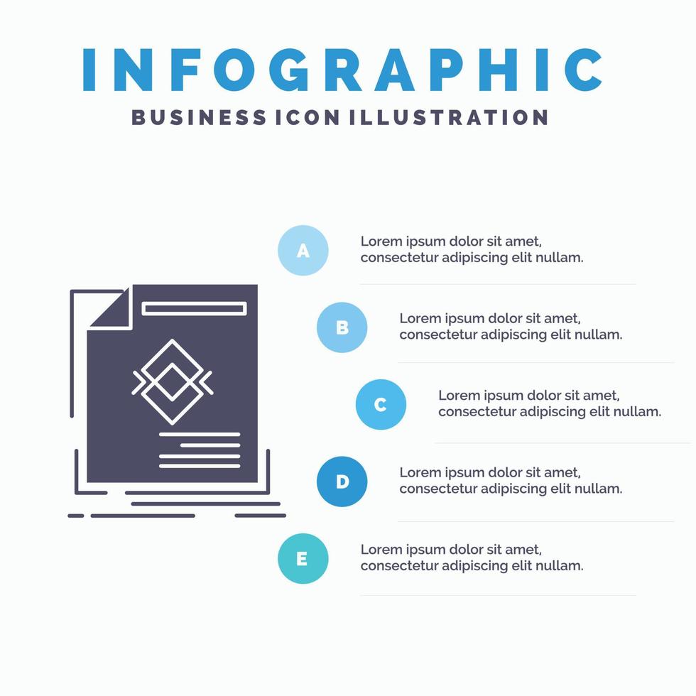 Anzeige. Anzeige. Flugblatt. Zeitschrift. Seiten-Infografik-Vorlage für Website und Präsentation. Glyph graues Symbol mit blauer Infografik-Stil-Vektorillustration. vektor