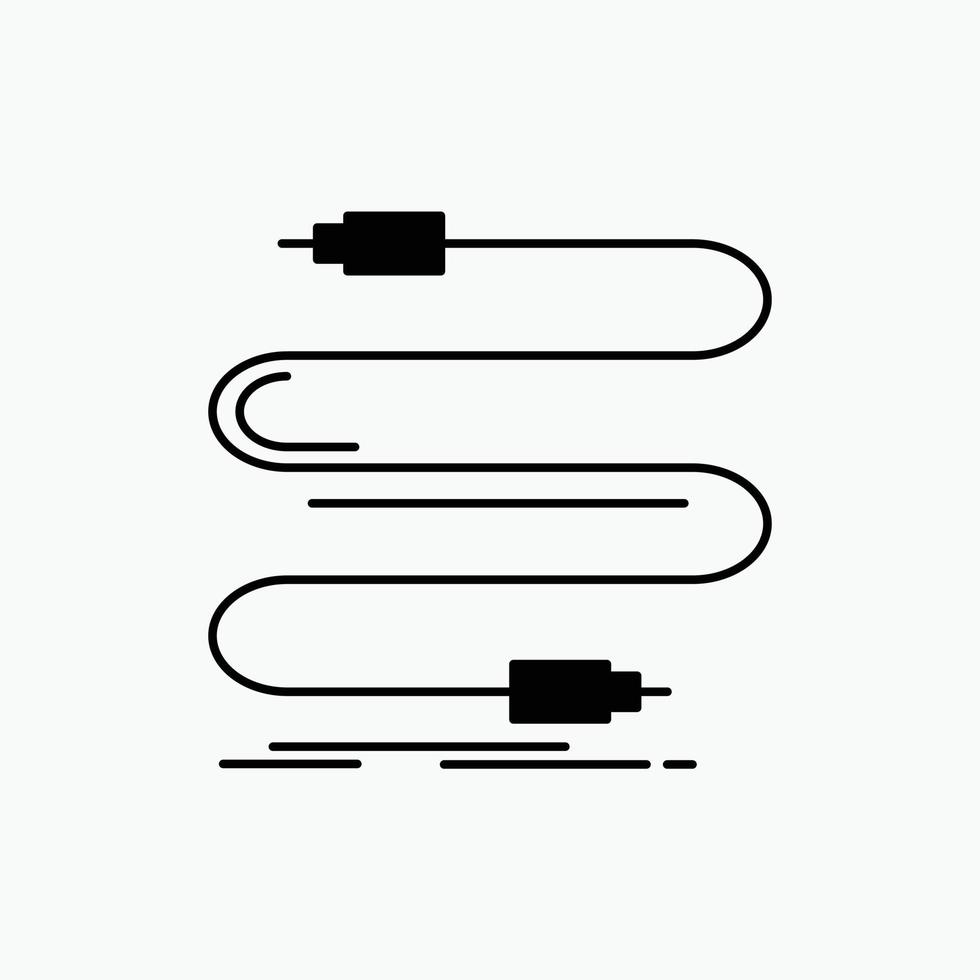 Audio. Kabel. Kabel. Klang. Draht-Glyphe-Symbol. vektor isolierte illustration
