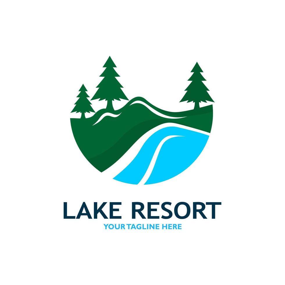 berg sjö logotyp natur landskap stock vektor illustration