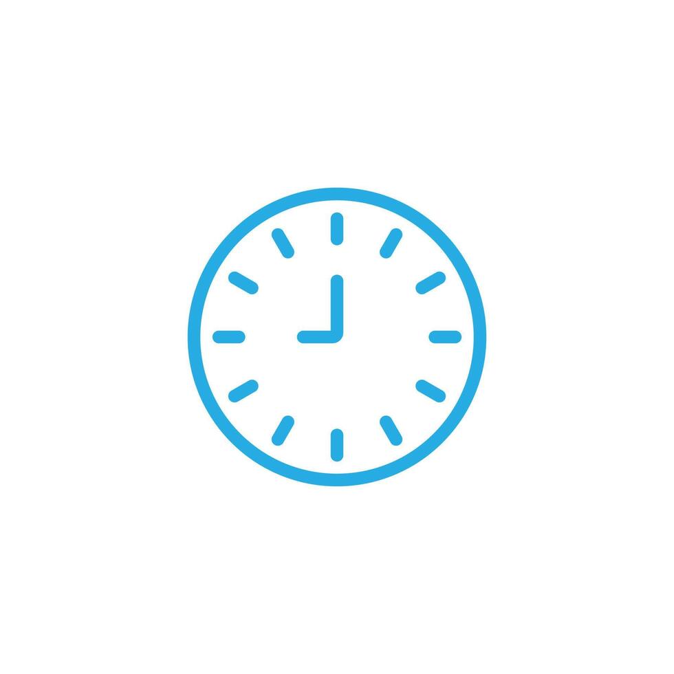 eps10 blauer Vektor neun oder 9 Uhr abstraktes Liniensymbol isoliert auf weißem Hintergrund. Single-Time-Clock-Umrisssymbol in einem einfachen, flachen, trendigen, modernen Stil für Ihr Website-Design, Logo und mobile App