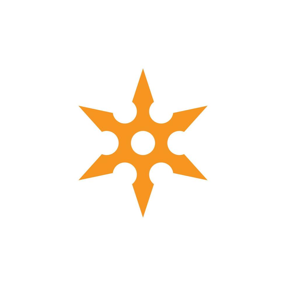 eps10 Orange Vektor Ninja Shuriken Wurfstern abstraktes Symbol isoliert auf weißem Hintergrund. Metall-Shuriken-Symbol in einem einfachen, flachen, trendigen, modernen Stil für Ihr Website-Design, Logo und mobile App