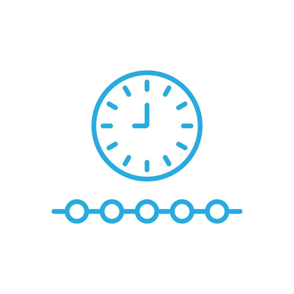 eps10 blaues Vektorzeitachsen- oder Fortschrittsliniensymbol isoliert auf weißem Hintergrund. Fintech-Technologie-Umrisssymbol in einem einfachen, flachen, trendigen, modernen Stil für Ihr Website-Design, Logo und mobile App vektor