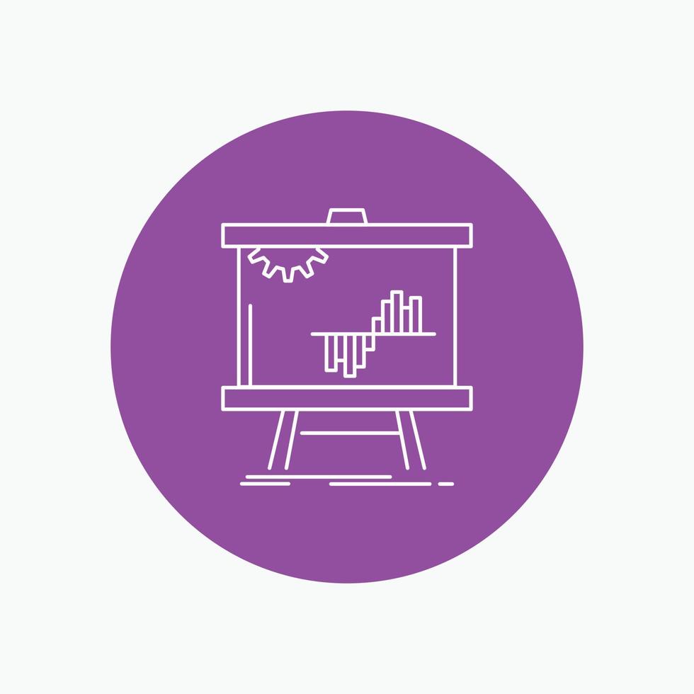 Geschäft. Diagramm. Daten. Graph. Statistik-Symbol mit weißer Linie im Kreishintergrund. Vektor-Symbol-Illustration vektor