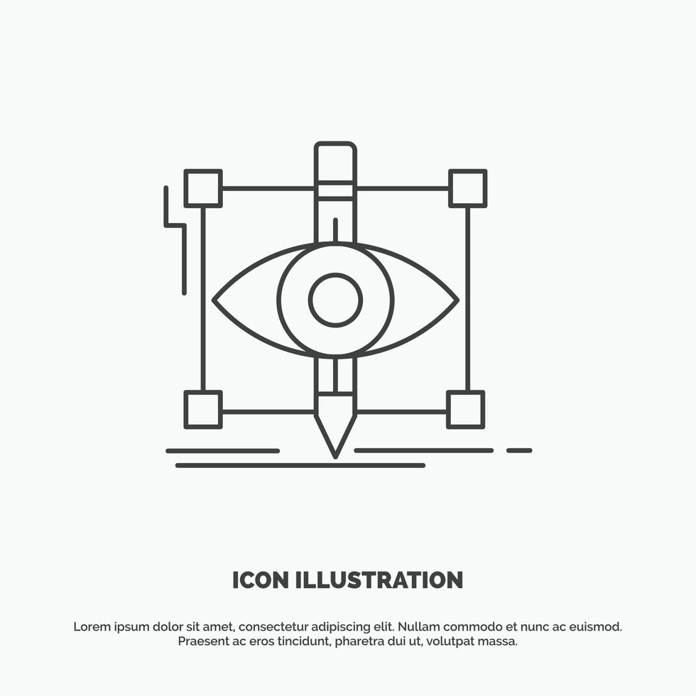 design. förslag. skiss. skissa. visuell ikon. linje vektor grå symbol för ui och ux. hemsida eller mobil Ansökan