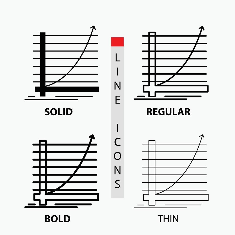 Pfeil. Diagramm. Kurve. Erfahrung. Zielsymbol in dünn. regulär. fette Linie und Glyphenstil. Vektor-Illustration vektor