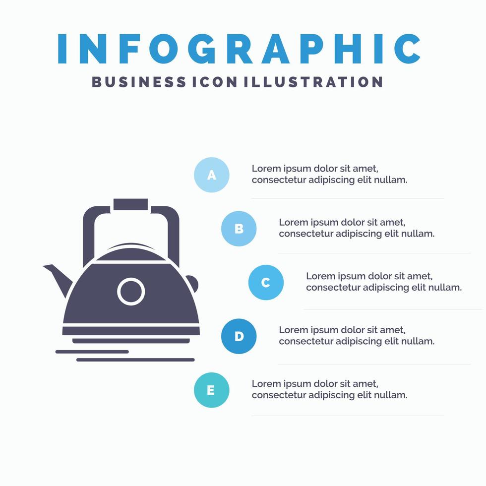 te. vattenkokare. tekanna. camping. pott infographics mall för hemsida och presentation. glyf grå ikon med blå infographic stil vektor illustration.