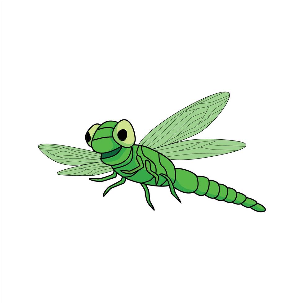 Libellenkarikatur-Designillustration. Insektensymbol, Zeichen und Symbol. vektor