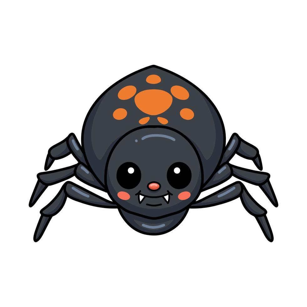 niedlicher kleiner schwarzer Spinnen-Cartoon vektor