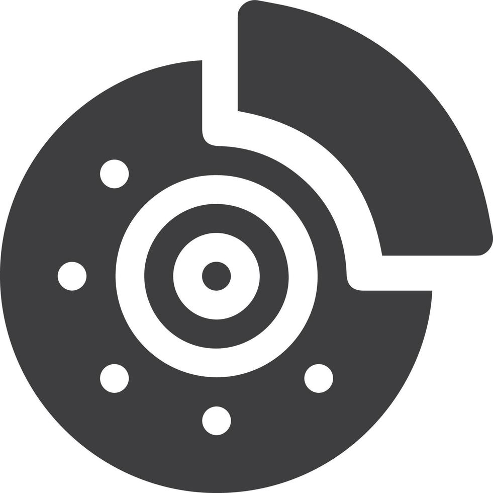 Scheibenbremse mit Bremssattel-Glyphen-Symbol. Symbol für Bremsscheibe. Symbol für Scheibenbremse vektor