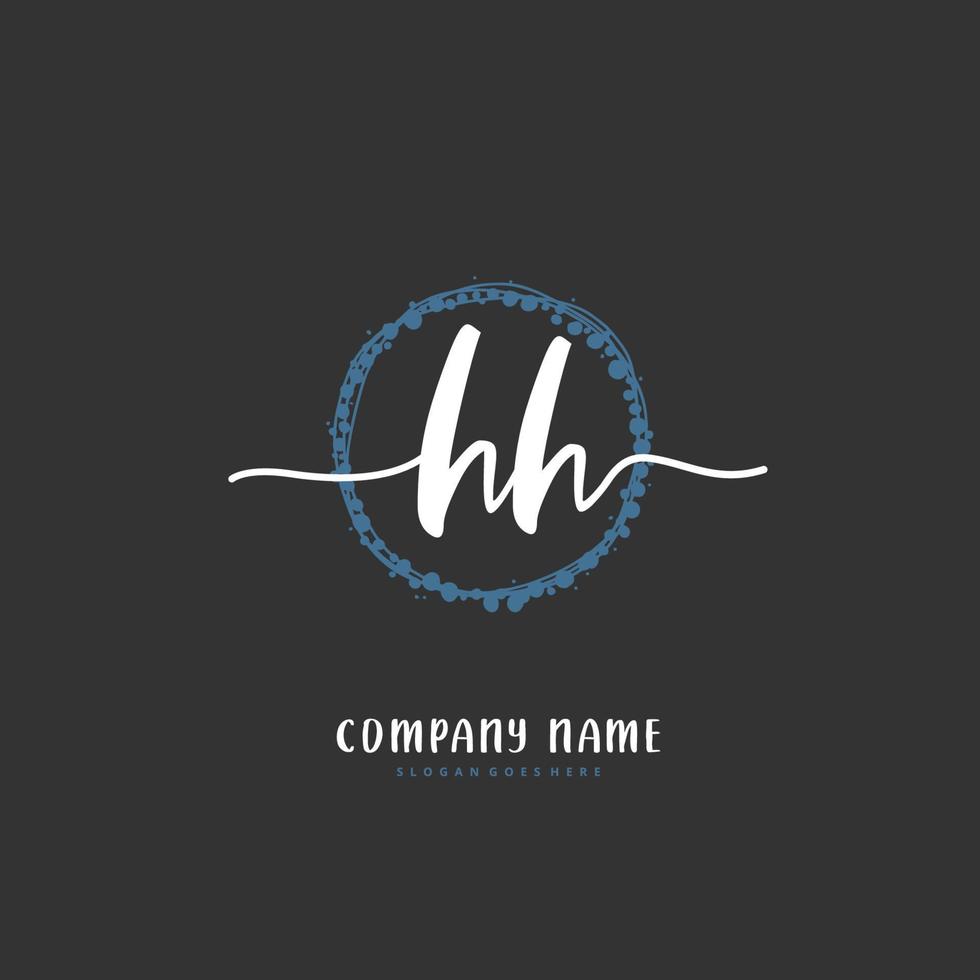 hh Anfangshandschrift und Signatur-Logo-Design mit Kreis. schönes design handgeschriebenes logo für mode, team, hochzeit, luxuslogo. vektor