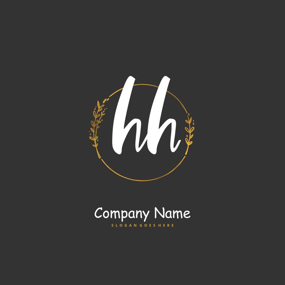 hh Anfangshandschrift und Signatur-Logo-Design mit Kreis. schönes design handgeschriebenes logo für mode, team, hochzeit, luxuslogo. vektor