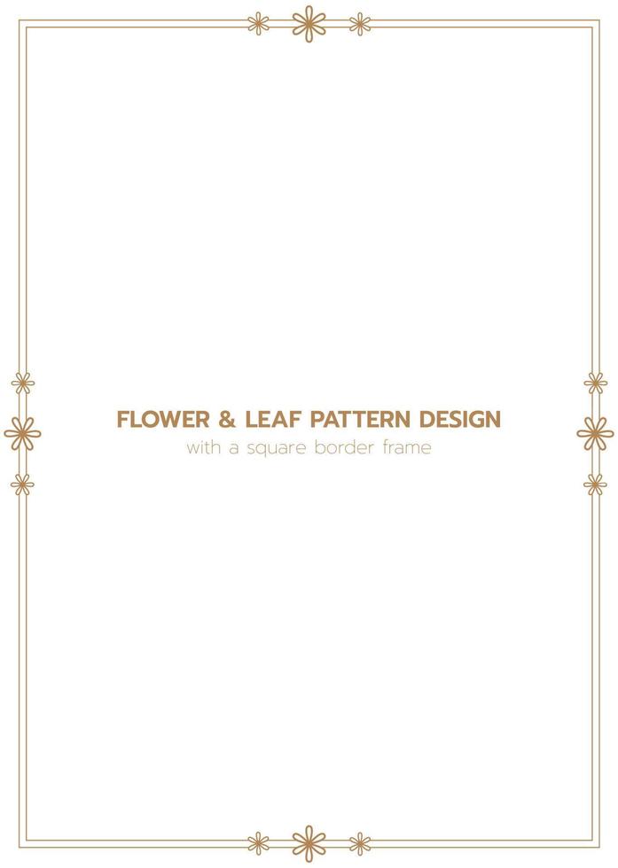 blad och blomma mönster design med en rektangel gräns ram vektor