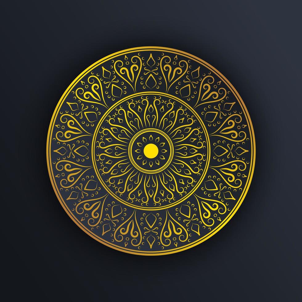 Vektor-Luxus-Ziermandala-Design-Hintergrund in Goldfarbe. Einladungsvorlage mit floralem Mandala-Ornament. vektor