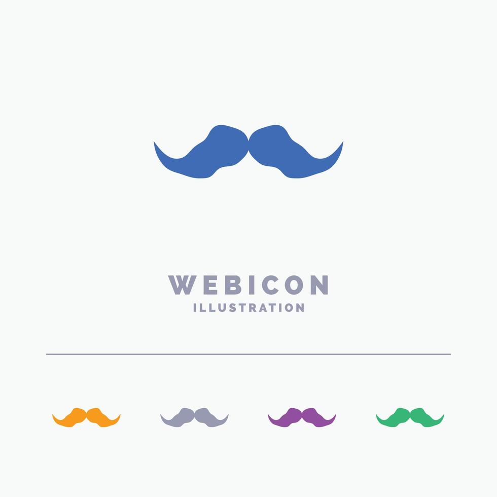 Schnurrbart. Hipster. Umzug. männlich. Männer 5-Farben-Glyphen-Web-Icon-Vorlage isoliert auf Weiß. Vektor-Illustration vektor