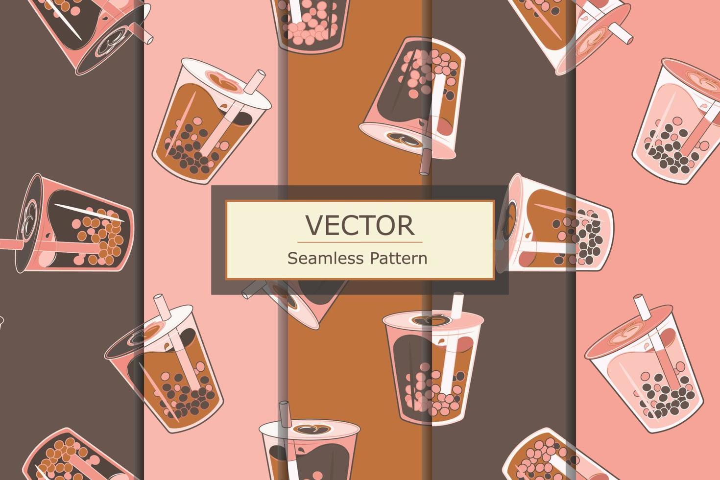 vektor bakgrund boba te dryck dryck sömlös upprepa årgång mönster design