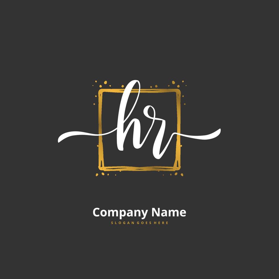 hr-anfangshandschrift und signatur-logo-design mit kreis. schönes design handgeschriebenes logo für mode, team, hochzeit, luxuslogo. vektor