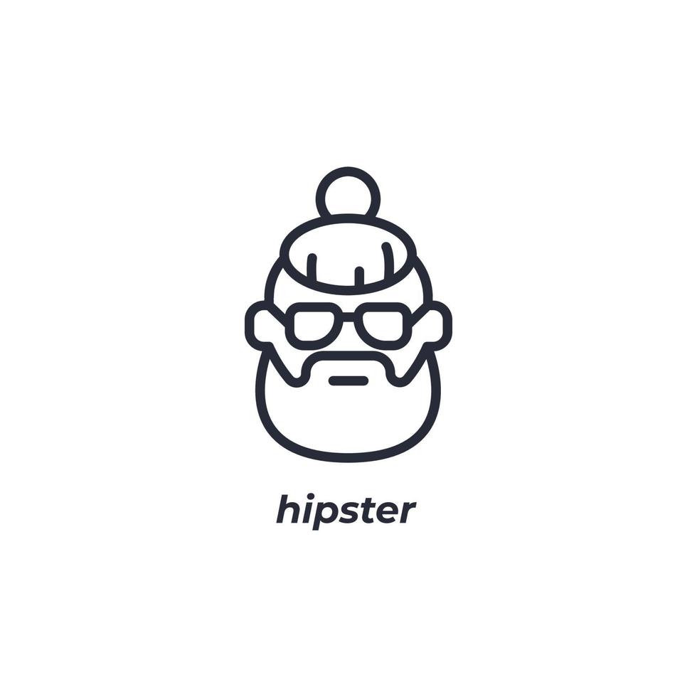 Vektor-Zeichen-Hipster-Symbol ist auf einem weißen Hintergrund isoliert. Symbolfarbe editierbar. vektor