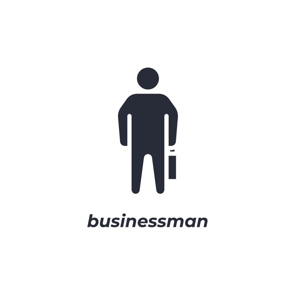 Vektor Zeichen Geschäftsmann Symbol ist auf einem weißen Hintergrund isoliert. Symbolfarbe editierbar.