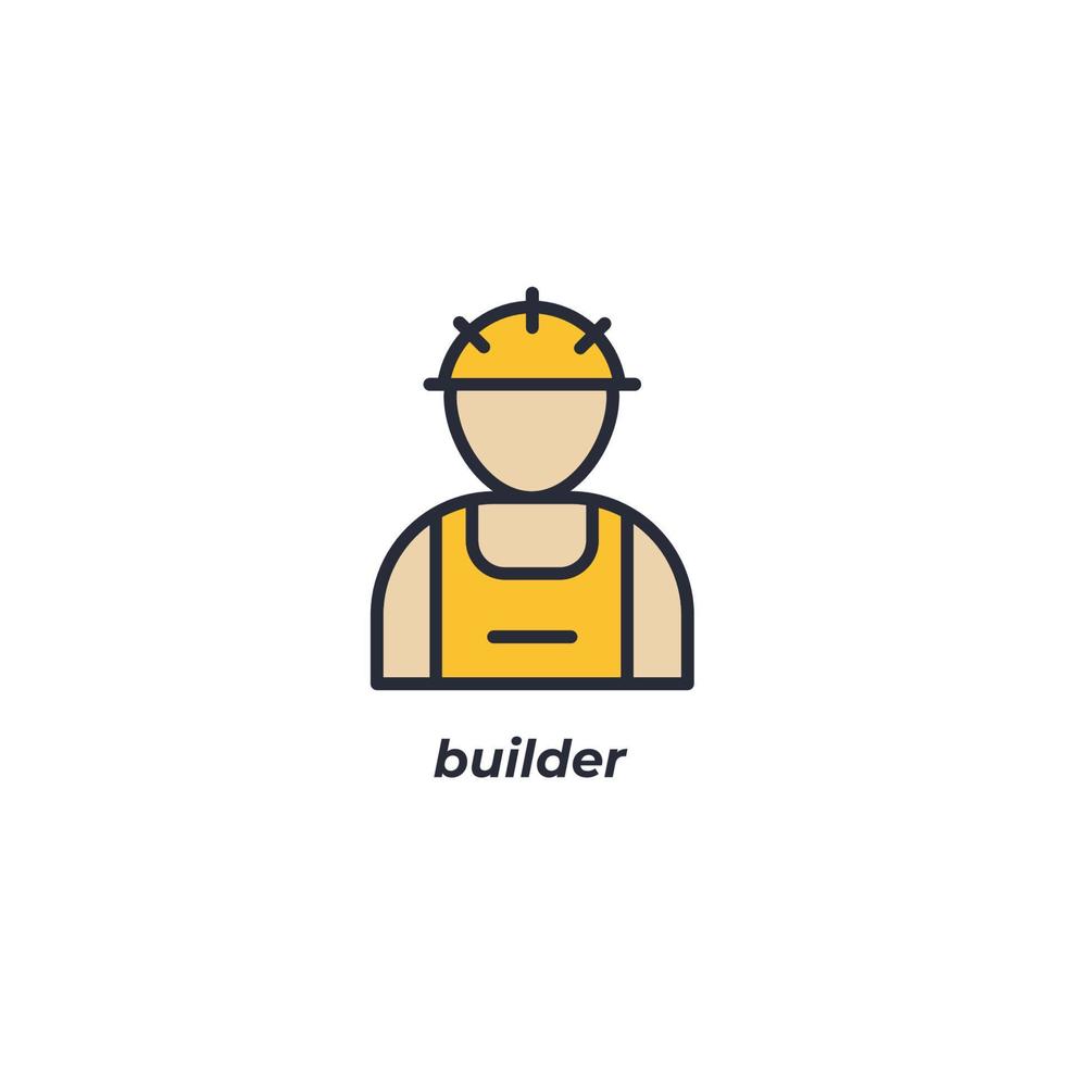 Vektor Zeichen Builder Symbol ist auf einem weißen Hintergrund isoliert. Symbolfarbe editierbar.