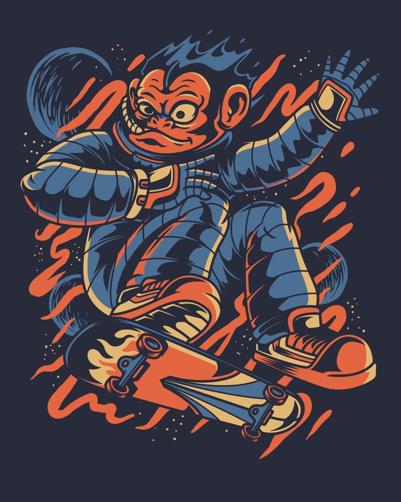 slang apa karaktär illustration vektor konst skateboard