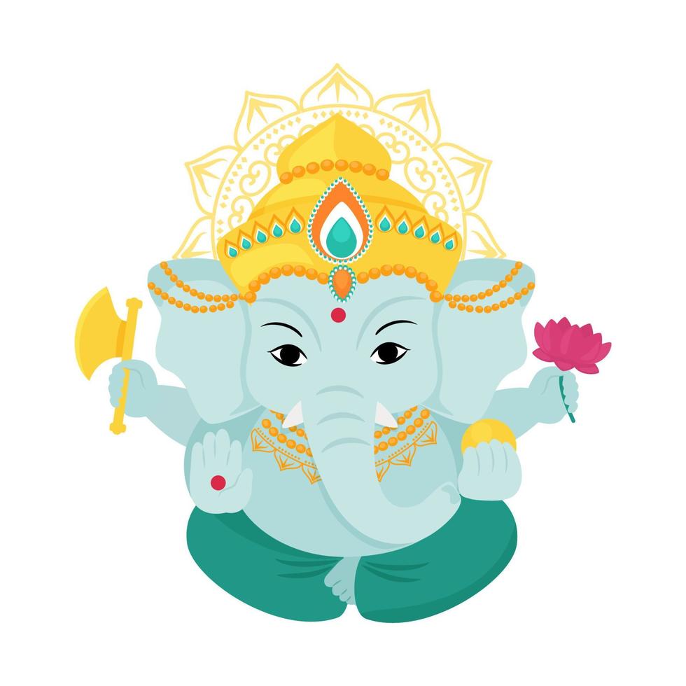 gudinna ganesha är de indisk Gud av rikedom och överflöd. vektor tecknad serie illustration isolerat på vit bakgrund.