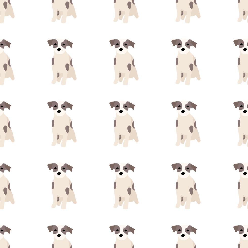 süße hunde jack russell terrier. lustige Tiere. Vektor handgezeichnetes nahtloses Muster. perfekt für baby, kinderbekleidung, druckdesign, textil. weißer Hintergrund.