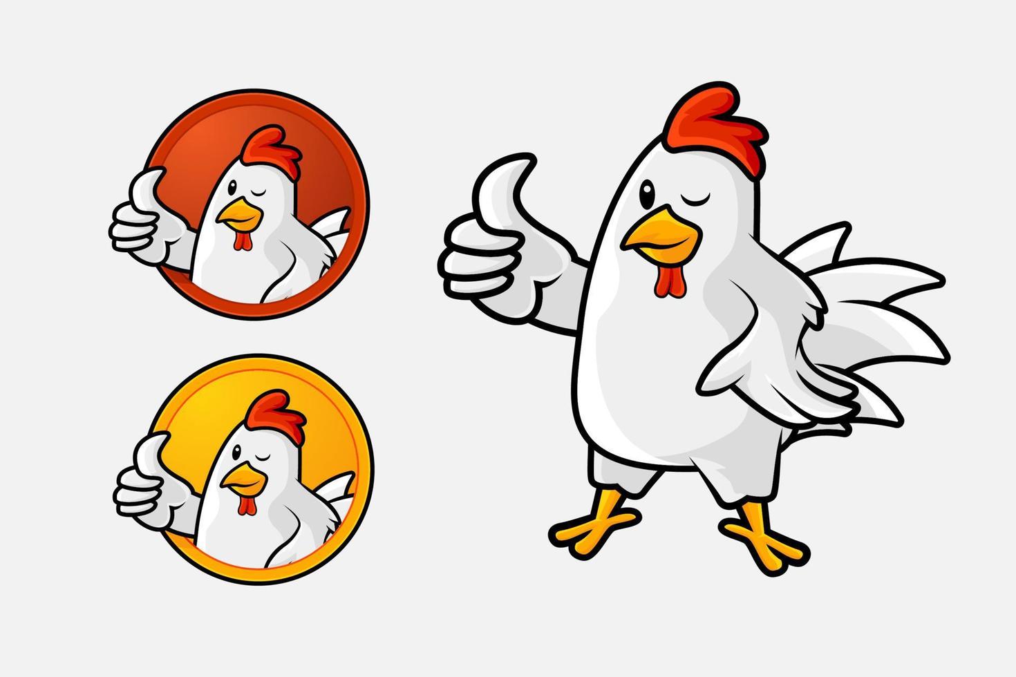 kyckling logotyp eller maskot med söt design vektor