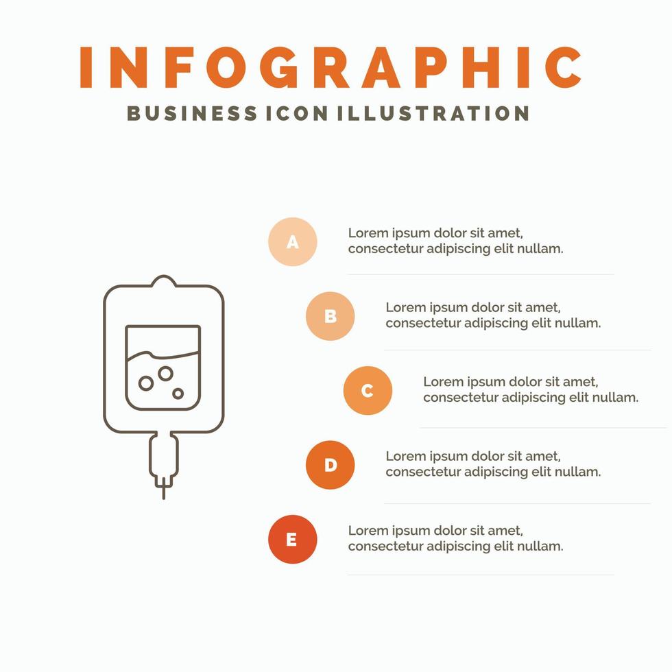 Blut. Prüfung. Zuckertest. Beispiele für Infografiken-Vorlagen für Website und Präsentation. Linie graues Symbol mit orangefarbener Infografik-Stil-Vektorillustration vektor