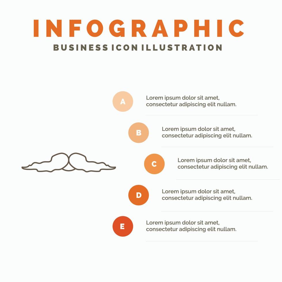 Schnurrbart. Hipster. Umzug. männlich. Männer-Infografik-Vorlage für Website und Präsentation. Linie graues Symbol mit orangefarbener Infografik-Stil-Vektorillustration vektor