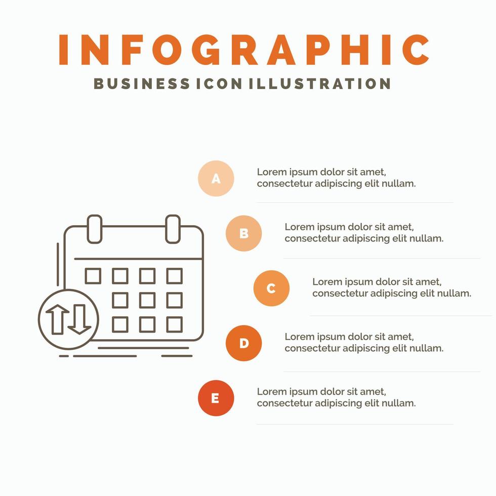 schema. klasser. tidtabell. utnämning. händelse infographics mall för hemsida och presentation. linje grå ikon med orange infographic stil vektor illustration