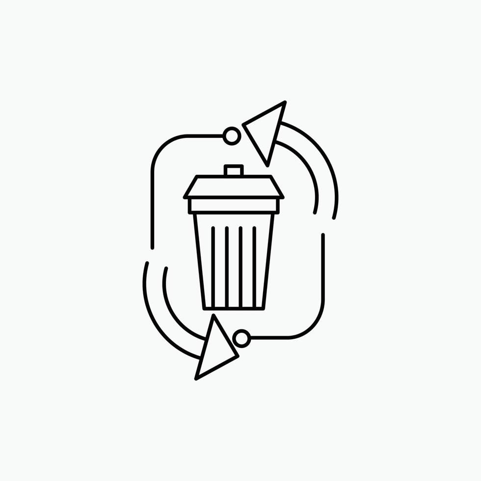 Abfall. Verfügung. Müll. Management. Liniensymbol recyceln. vektor isolierte illustration