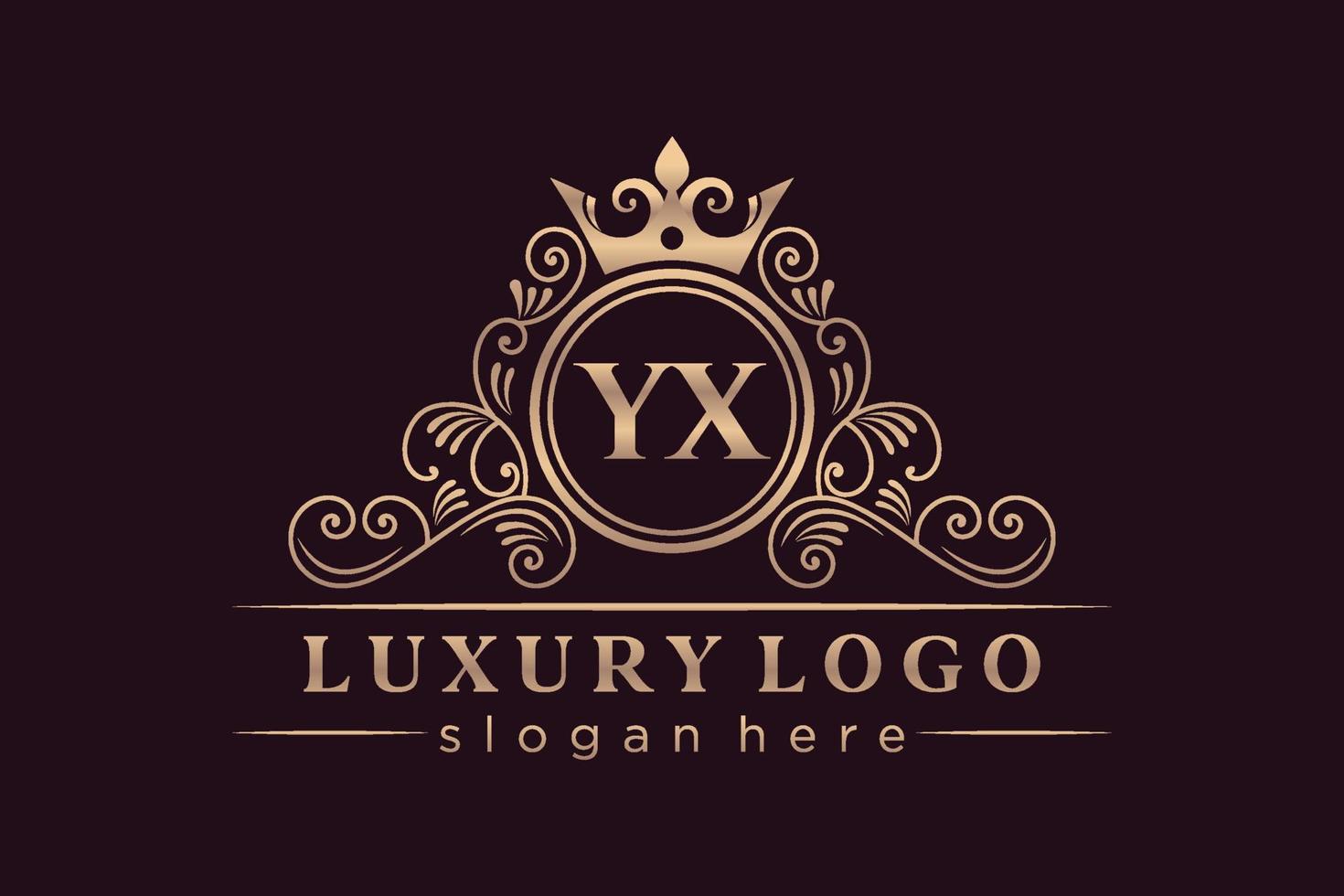 yx anfangsbuchstabe gold kalligraphisch feminin floral handgezeichnet heraldisches monogramm antik vintage stil luxus logo design premium vektor