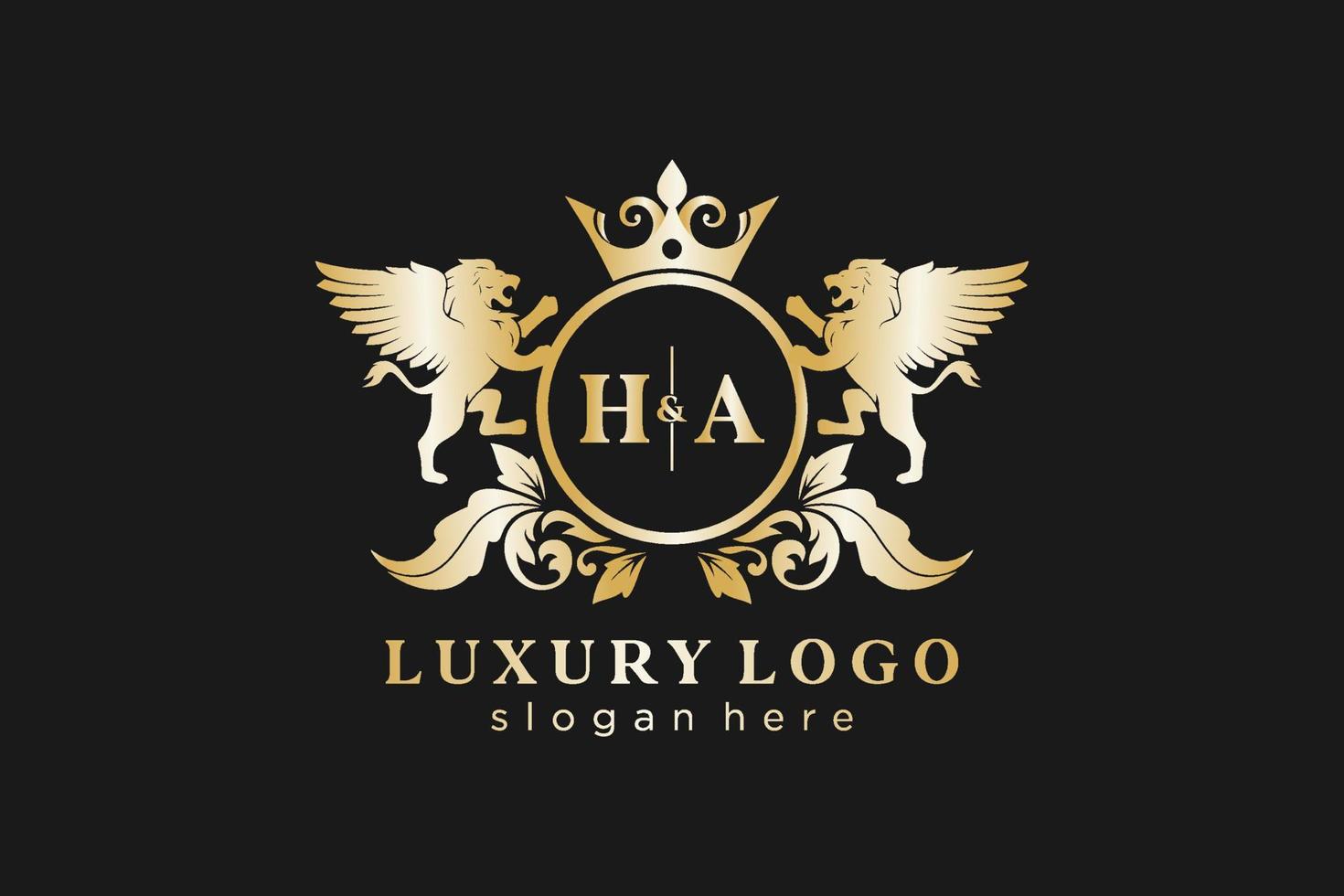 Initial hs Letter Lion Royal Luxury Logo Vorlage in Vektorgrafiken für Restaurant, Lizenzgebühren, Boutique, Café, Hotel, Heraldik, Schmuck, Mode und andere Vektorillustrationen. vektor